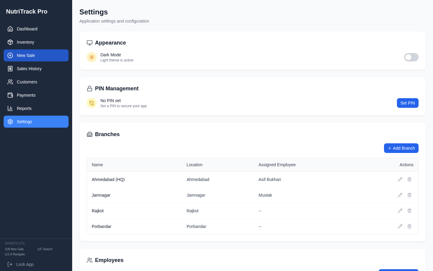 NutriTrack Pro — Gym & Nutrition Shop Management screenshot
